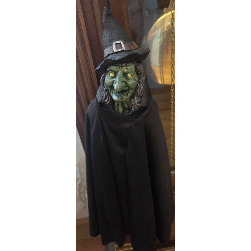 Vintage 1996 Paper Magic Group Green Witch Hanging Halloween Scary Decor